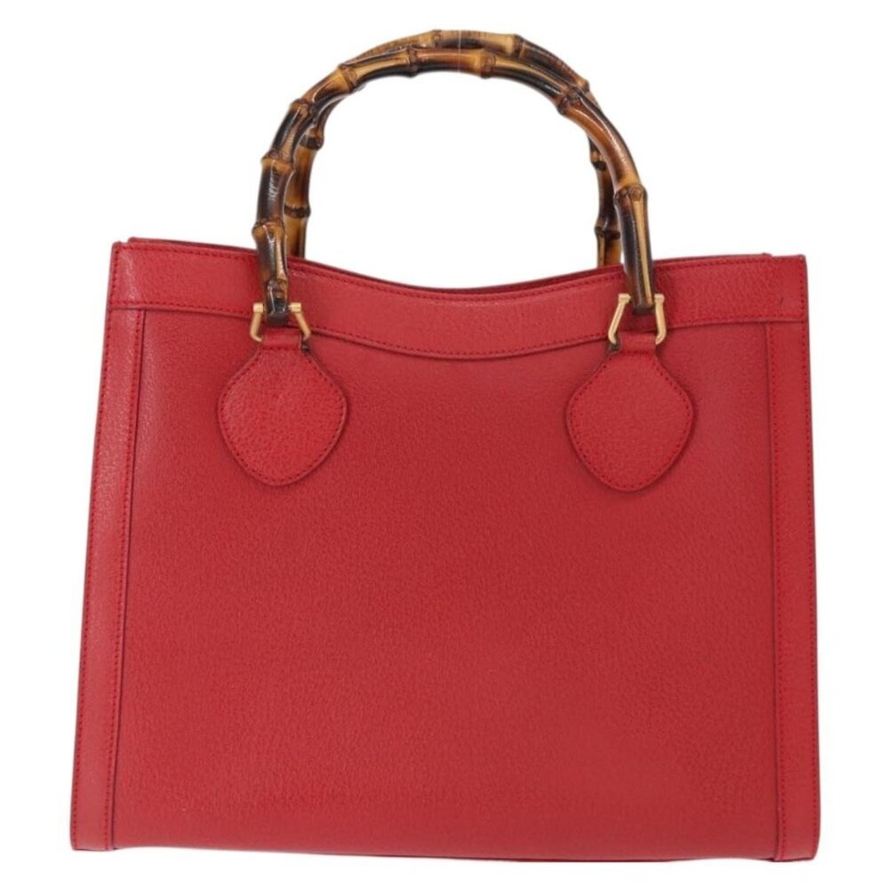 GUCCI Bamboo Hand Bag Leather Red Gold 002 0260 2615 Auth ep12137 - Picture 2 of 16